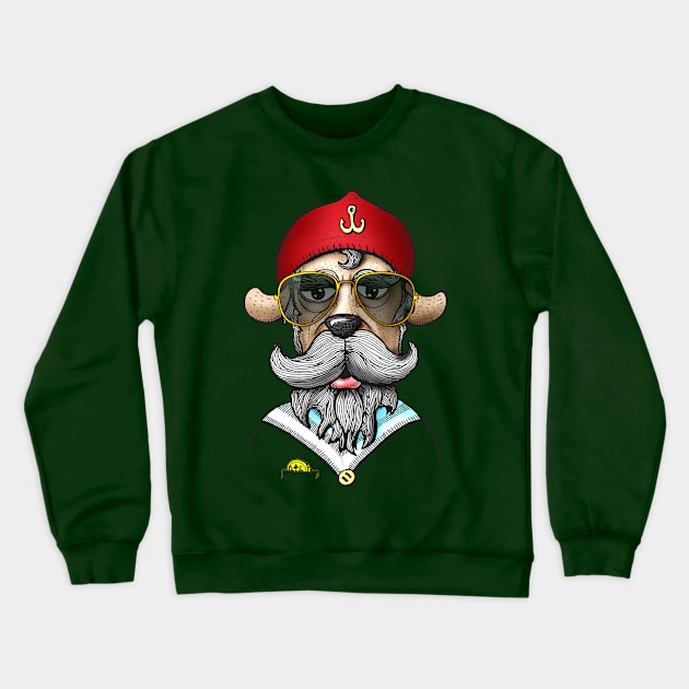 Hipster dog with sunglasses Crewneck Sweatshirt by kalogerakis